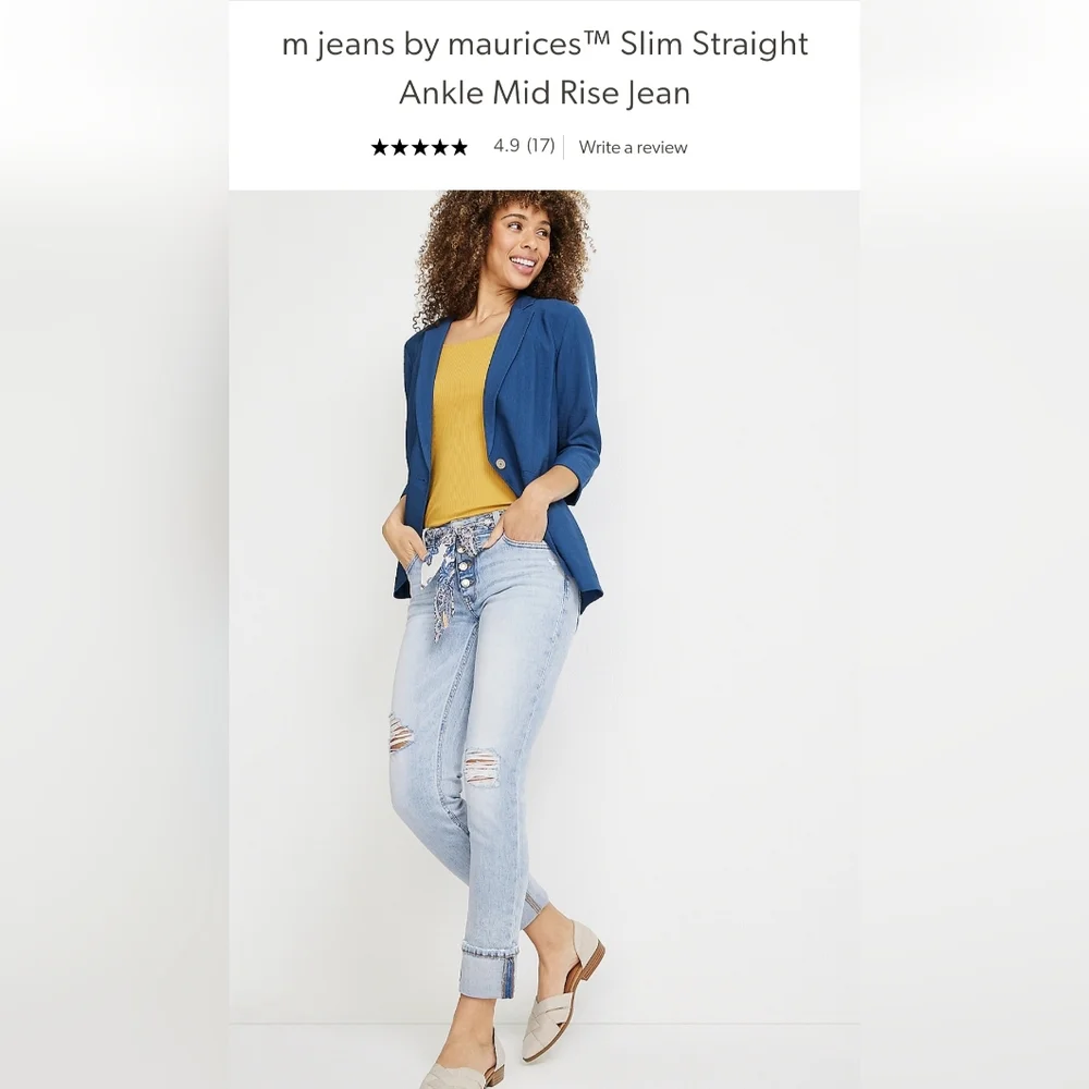 M jeans by Maurices slim straight ankle mid rise jeans - Picture 2 of 8